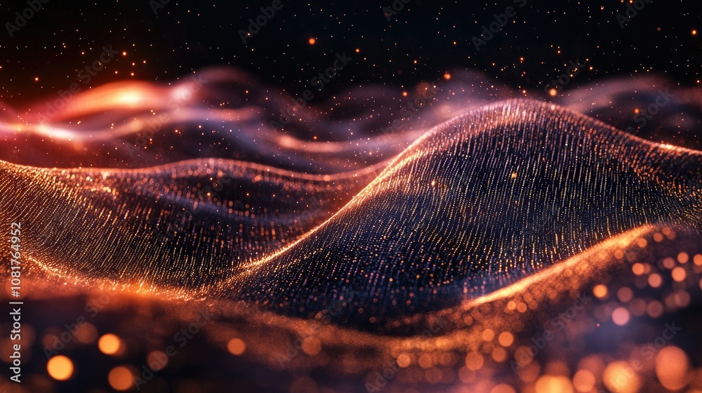 Poster Abstract wave of binary code flowing through space