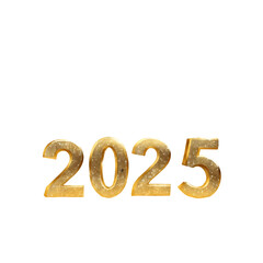 Happy New Year 2025 on transparent or white background