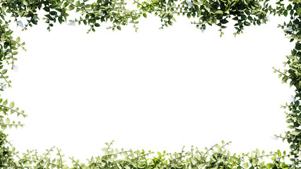 Fresh green leaves and flower frame isolated with transparent background