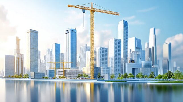 Urban landscape with digital construction models - Powered by Adobe