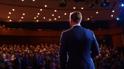 Inspiring election speech, audience engaged with the candidate message