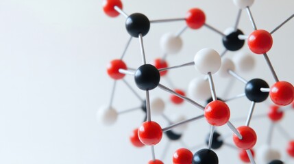 Obraz premium Molecular model with interconnected atoms, symbolizing scientific breakthroughs