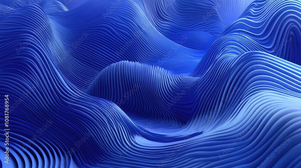 Aufkleber Three dimensional render of wavy pattern. waves abstract background texture