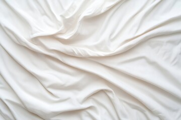 Obraz premium Top view of soft white bedding sheets with elegant wrinkles creating relaxing atmosphere