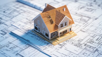 A detailed view of blueprints and project management documents for a housing construction project, with plans for home design and construction phases