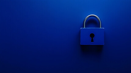 A blue padlock on a blue background symbolizes security and protection in a digital world