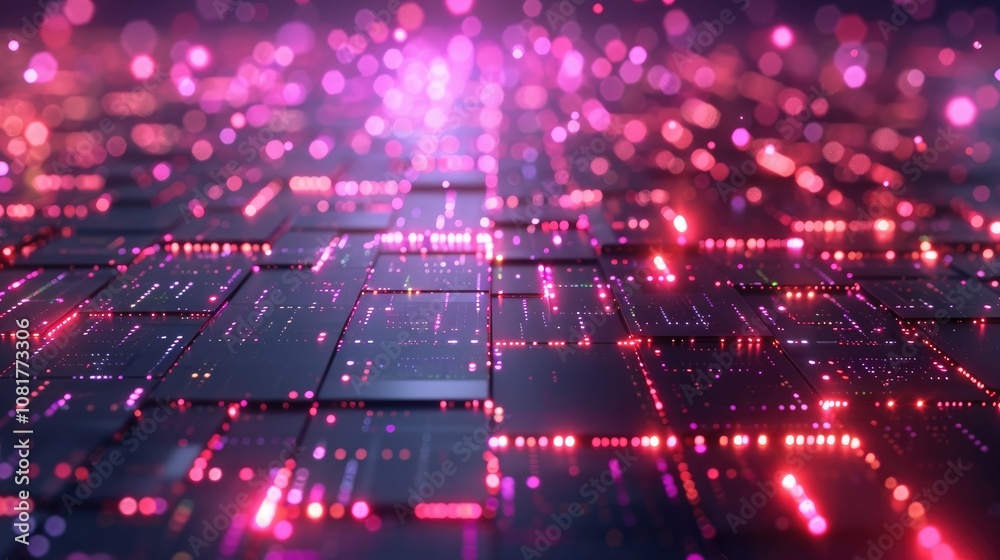 Poster Glowing digital grid representing a data network