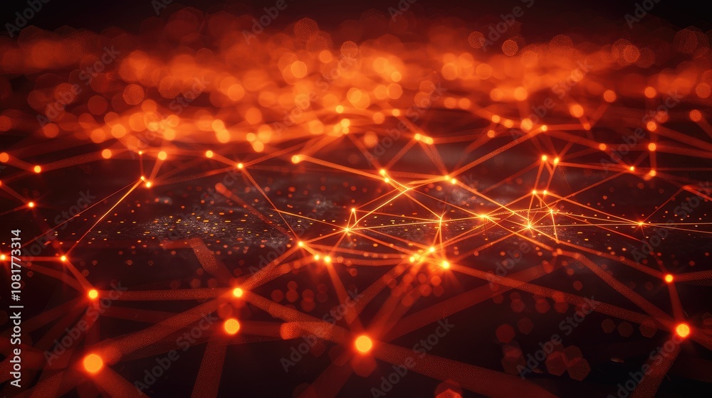 Fototapete glowing digital grid representing a data network