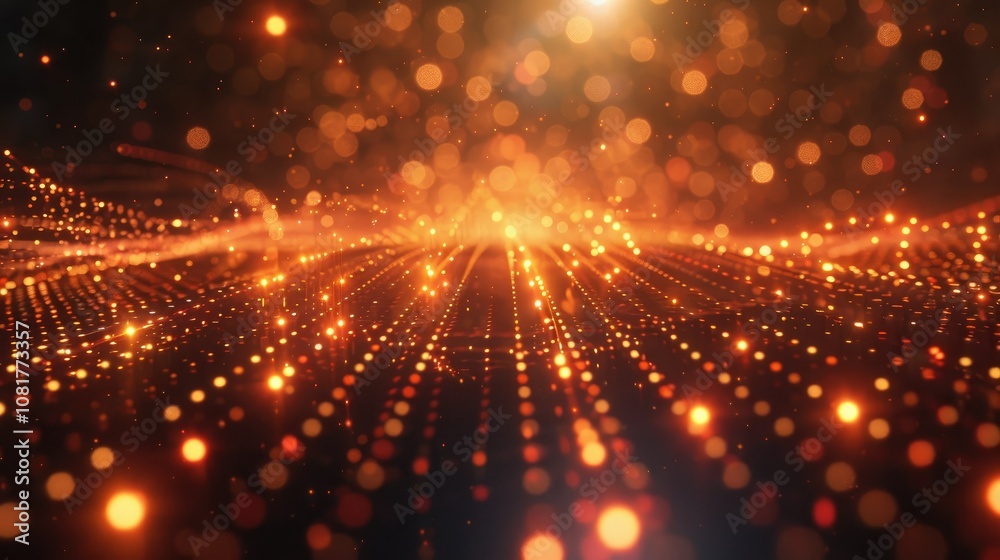 Poster Glowing digital grid representing a data network