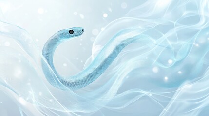 Digital art of a snake silhouette, symbolizing speed and fluidity on the background, the design is simple and powerful, LUE
