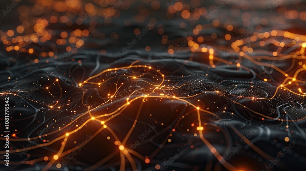 Poster futuristic network design with glowing connections