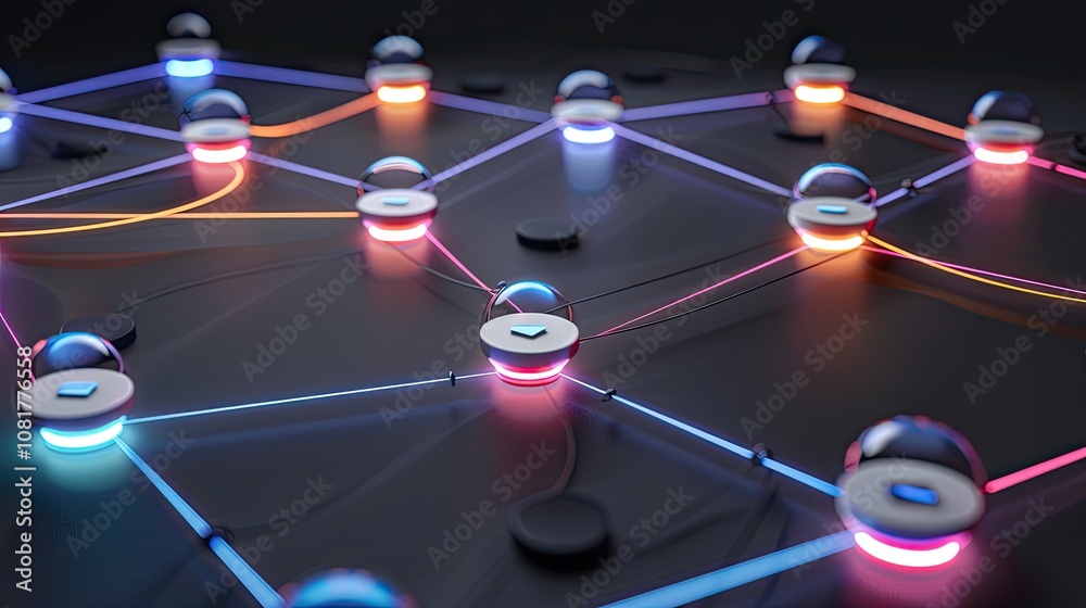 Poster futuristic network design with glowing connections