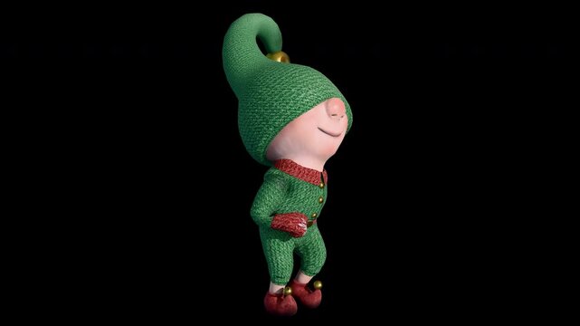 Christmas elf  walk animation with alpha channel