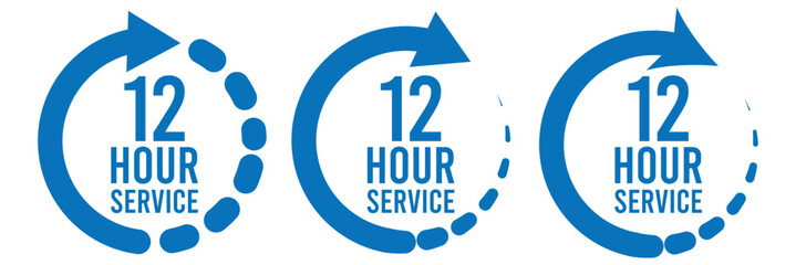 12 hours clock icon vector collection. Vector icon Illustration