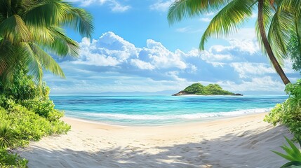 Obraz premium Summer palm beach with sky