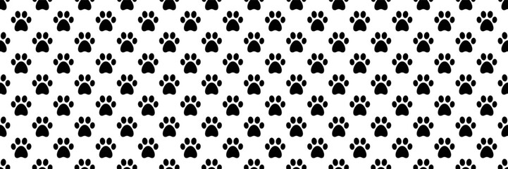 horizontal black animal paw footprint for pattern and background.