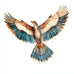 Fototapeta premium Ornate bird sculpture with spread wings.