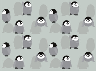Emperor Penguin Chick Cute Cartoon Character Seamless Wallpaper Background