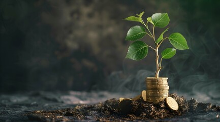 Planting the seeds of success, the journey of business growth, money growth, saving and investing concept, personal finance background, conceptual imagery of financial concepts. Generative AI