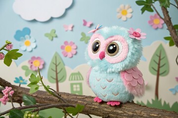 Adorable Owl Clipart for Kids' Room Decor - Whimsical and Colorful Illustrations of Cute Owls Surrounded by Nature, Perfect for Children’s Books and Educational Materials