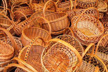 The diversity of handmade woven baskets.
