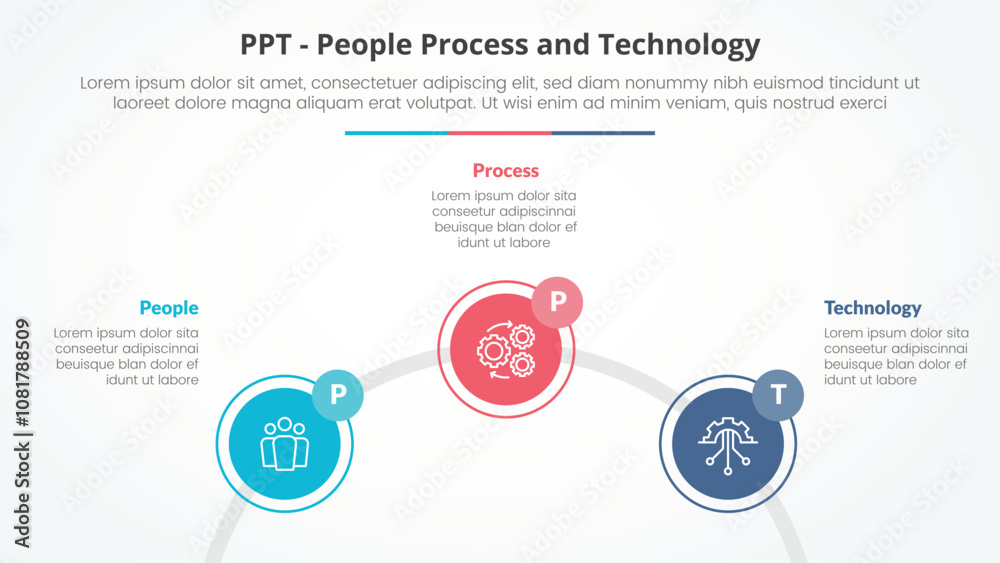 Poster ppt framework infographic concept for slide presentation with circle outline linked circular on half
