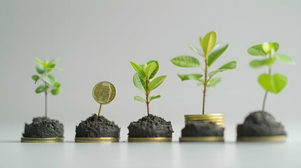 Planting the seeds of success, the journey of business growth, money growth, saving and investing concept, personal finance background, conceptual imagery of financial concepts. Generative AI