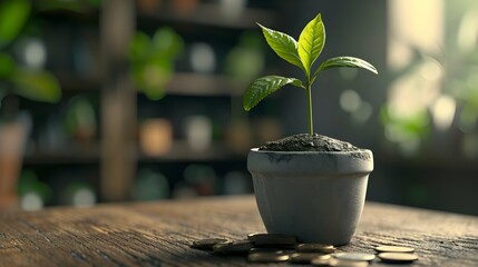 Planting the seeds of success, the journey of business growth, money growth, saving and investing concept, personal finance background, conceptual imagery of financial concepts. Generative AI