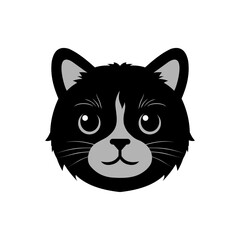 black cat head vector illustration black and white