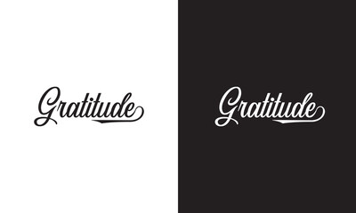 One line drawing typography line art of gratitude word writing isolated on white and black background.  Vector illustration. EPS 10