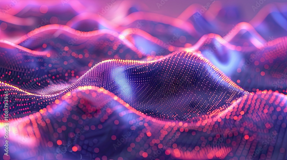 Poster Digital wave patterns with a neon glow