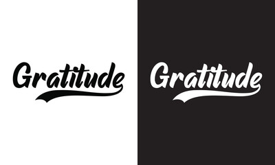 One line drawing typography line art of gratitude word writing isolated on white and black background.  Vector illustration. EPS 10