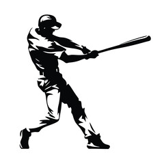 Fototapeta premium A baseball player is swinging a bat. The player is wearing a helmet and a baseball glove. The bat is in the air and the player is in motion