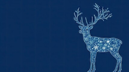 Christmas party banner design with a reindeer motif on a vibrant blue background, perfect for adding a festive touch. Ideal for seasonal celebrations, with space for your text.