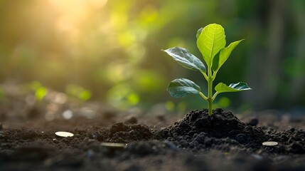Planting the seeds of success, the journey of business growth, money growth, saving and investing concept, personal finance background, conceptual imagery of financial concepts. Generative AI