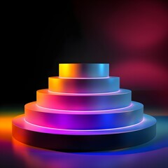 3D Render of a Colorful Podium for Business Presentation or Award Ceremony