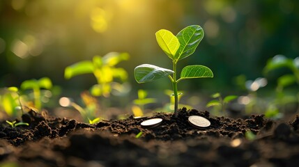 Planting the seeds of success, the journey of business growth, money growth, saving and investing concept, personal finance background, conceptual imagery of financial concepts. Generative AI