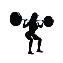 A woman is lifting a weight. She is wearing a hat. The weight is black. The woman is lifting the weight with her right hand