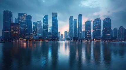 Fototapeta premium Contemporary skyline with a mix of architectural styles