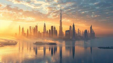 Fototapeta premium Contemporary skyline with a mix of architectural styles