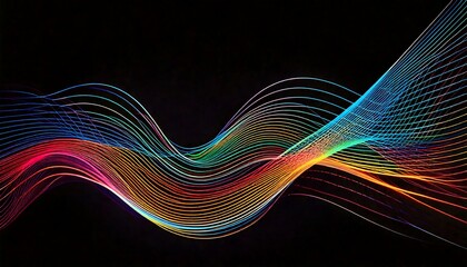 Colorful line movement texture on black background