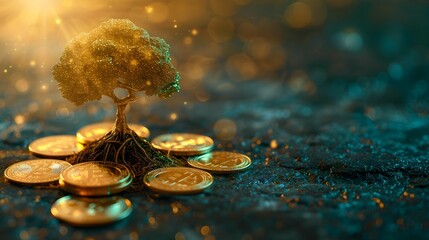 Planting the seeds of success, the journey of business growth, money growth, saving and investing concept, personal finance background, conceptual imagery of financial concepts. Generative AI