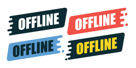 Fototapeta premium Offline status banners in multiple colors. Labels for indicating offline availability or connection status.