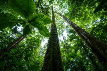 Fototapeta premium Temperate forest biome with lush greenery, diverse wildlife, and vibrant seasonal changes throughout the year.