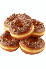 Fototapeta premium Glazed donuts with nuts and sugar.