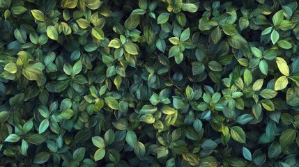 Dense bush with tiny green leaves, forming a textured and vibrant plant background