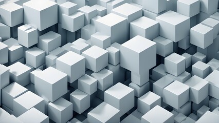 Obraz premium Abstract background of white cubes with a perspective view.