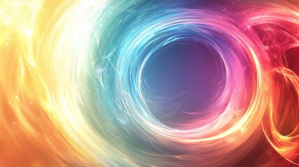 Naklejka premium Circular rainbow energy field on white background with space for branding