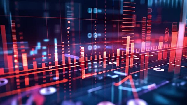 A colorful graphic representing financial data, including charts, graphs, and numerical data visualizations.