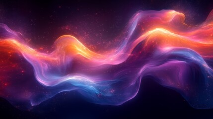 Obraz premium Dynamic abstract light waves digital art creation colorful visuals cosmic environment close-up perspective conceptual glow effects for artistic inspiration